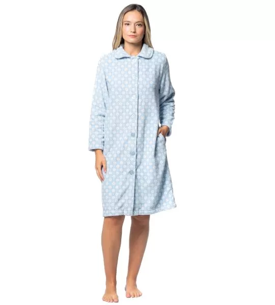 Robe de chambre en pilou bleu femme