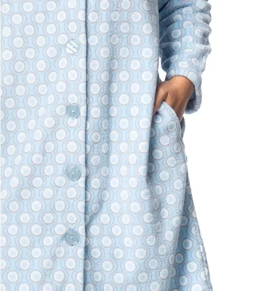 Robe de chambre en pilou bleu femme