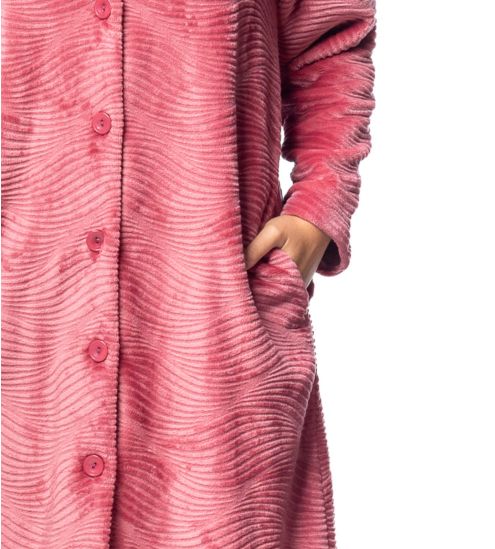 Robe de chambre boutonnée en velours rouge