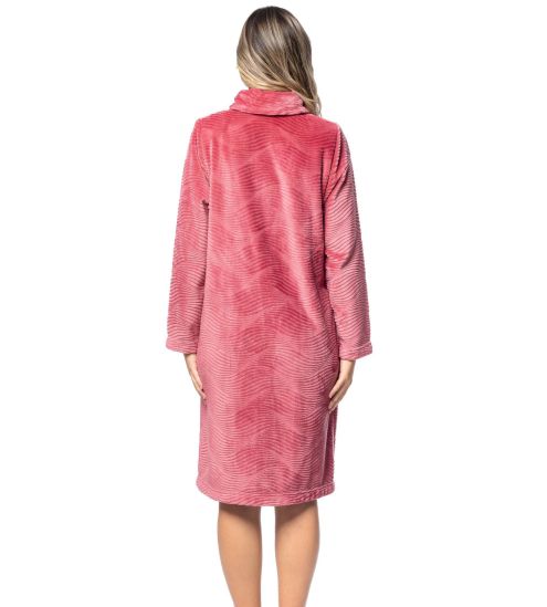 Robe de chambre boutonnée en velours rouge