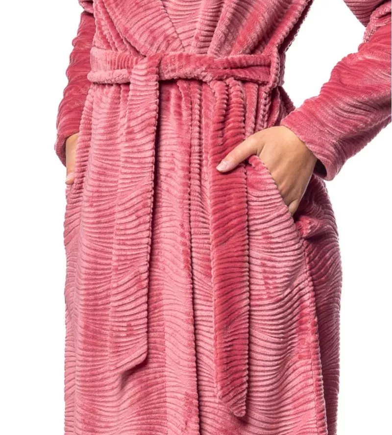 Robe de chambre croisée en velour rouge