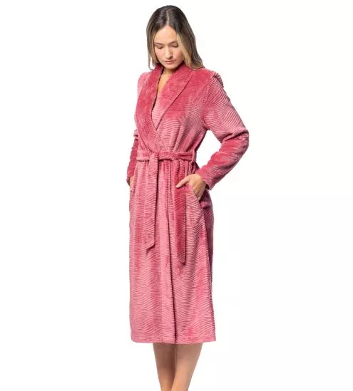 Robe de chambre croisée en velour rouge
