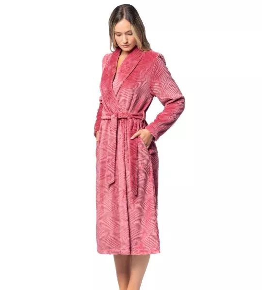 Robe de chambre croisée en velour rouge