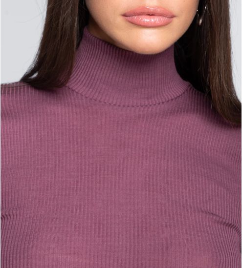 Pull Laine et Soie femme mauve Agata