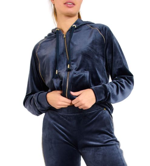 Veste à capuche en velours Seashine Bleu Minuit