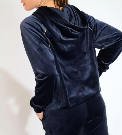 Veste à capuche en velours Seashine Bleu Minuit
