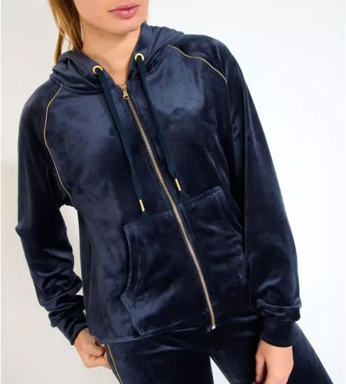 Veste à capuche en velours Seashine Bleu Minuit