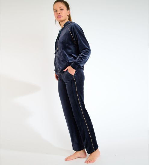 Veste à capuche en velours Seashine Bleu Minuit