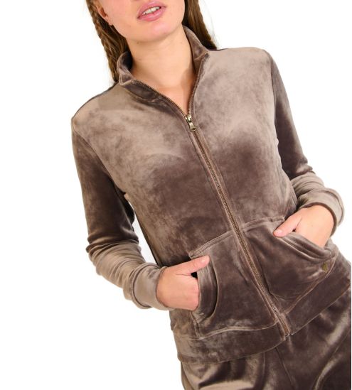 Veste à capuche en velours Thuro Sealake Taupe