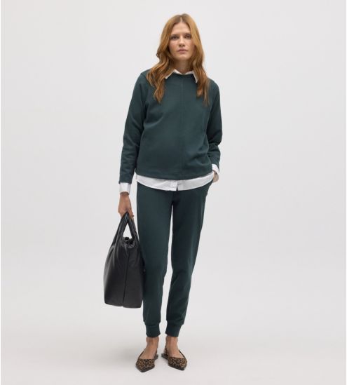 Sweat chaud à manches longues vert pin pour femme