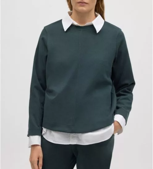 Sweat chaud à manches longues vert pin pour femme