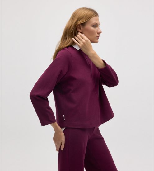 Sweat chaud à manches longues Rouge Berry pour femme