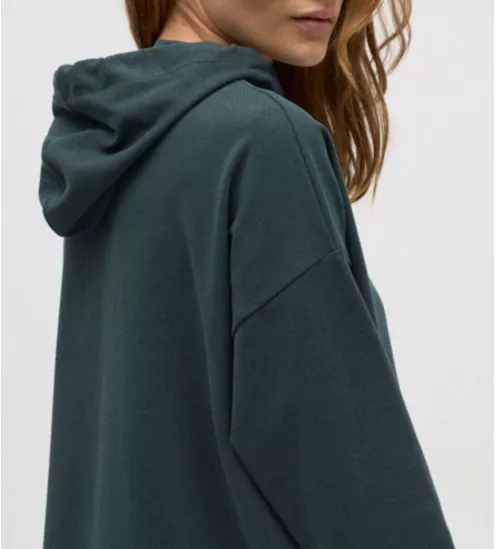 Sweat à capuche et manches longues Vert Pin femme