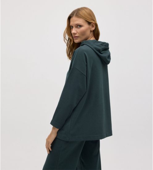 Sweat à capuche et manches longues Vert Pin femme