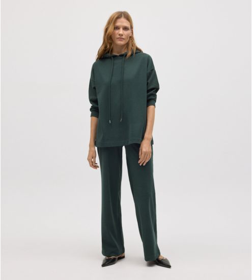 Sweat à capuche et manches longues Vert Pin femme