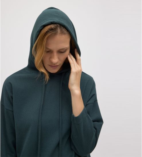 Sweat à capuche et manches longues Vert Pin femme