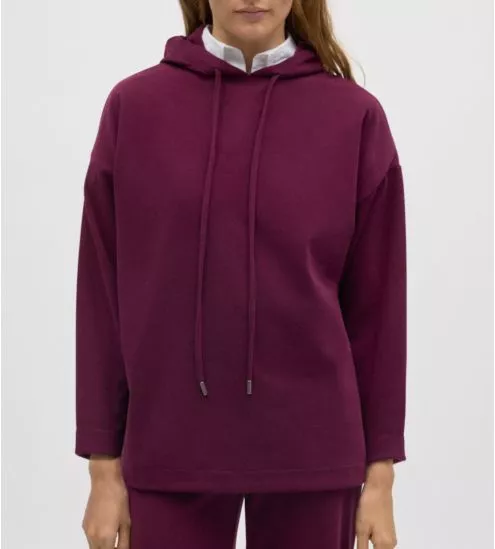 Sweat à capuche et manches longues Rouge Berry femme