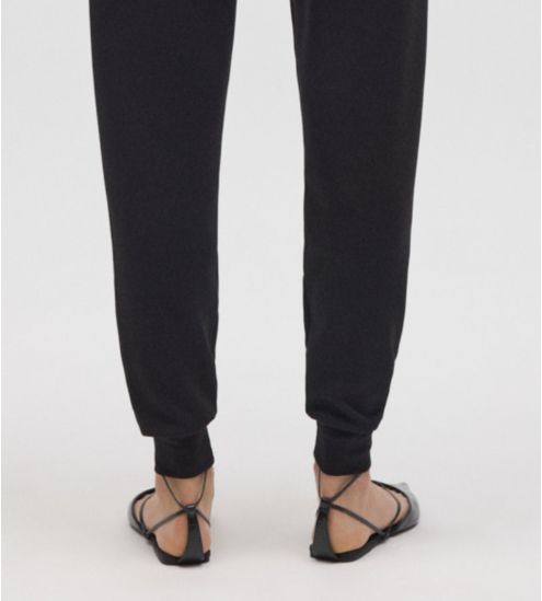 Pantalon de jogging noir pour femme resserré aux chevilles