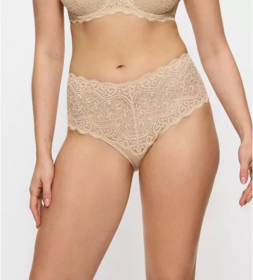 Culotte haute maxi beige en dentelle Amourette