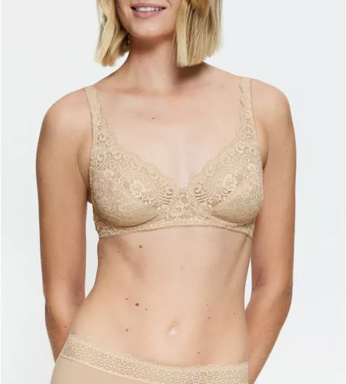 Soutien gorge beige en dentelle sans armatures Amourette