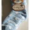 Chaussettes ourson brun sur fond bleu doublées