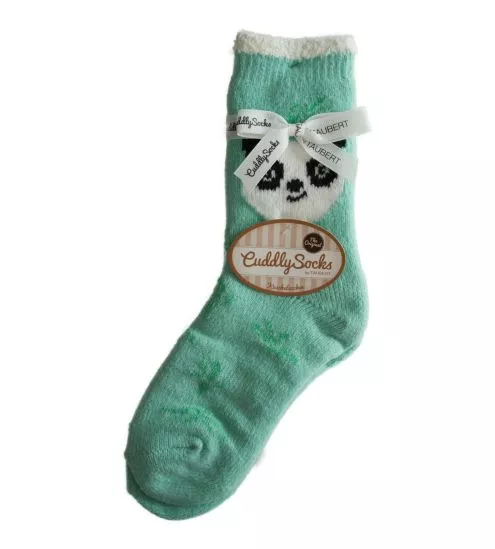 Chaussettes imprimé panda et bambou vert doublées