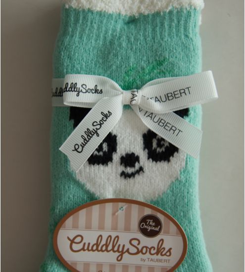 Chaussettes imprimé panda et bambou vert doublées