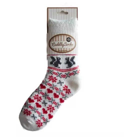 Chaussettes de noël écureuil Robin & Co Blanc/Rouge/Gris