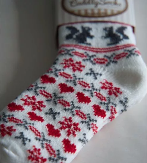 Chaussettes de noël écureuil Robin & Co Blanc/Rouge/Gris