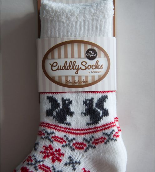 Chaussettes de noël écureuil Robin & Co Blanc/Rouge/Gris