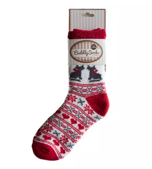 Chaussettes de noël chats Roin & Co Rouge/Blanc/Gris