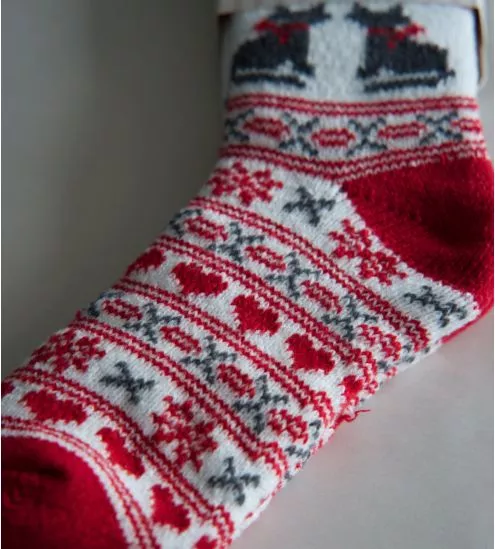 Chaussettes de noël chats Roin & Co Rouge/Blanc/Gris