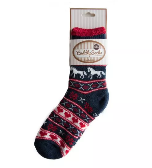 Chaussettes de noël chevaux Roin & Co Marine/Rouge/Blanc