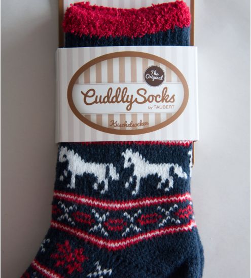 Chaussettes de noël chevaux Roin & Co Marine/Rouge/Blanc