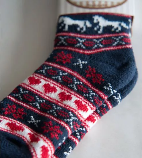 Chaussettes de noël chevaux Roin & Co Marine/Rouge/Blanc