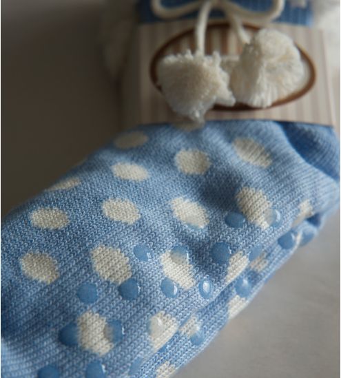 Chaussettes fourrées avec pompons Dorothy Bleu Clair