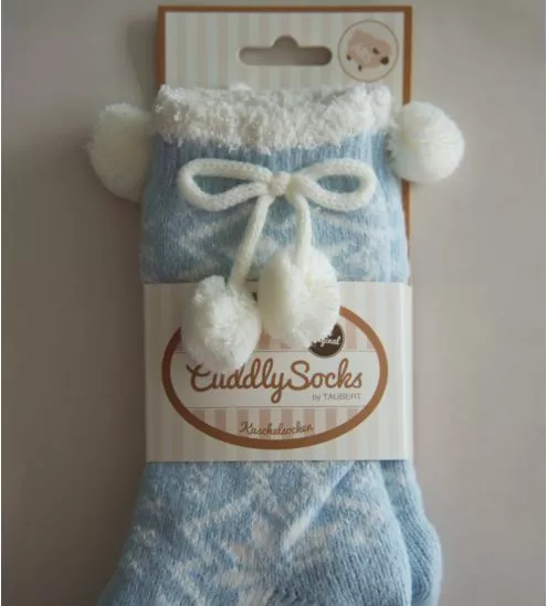 Chaussettes de Noël avec pompons Ingrid Bleu Clair