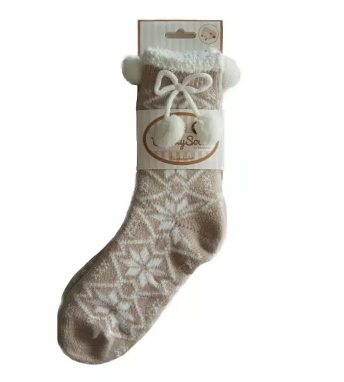 Chaussettes de Noël avec pompons Ingrid Caffelatte
