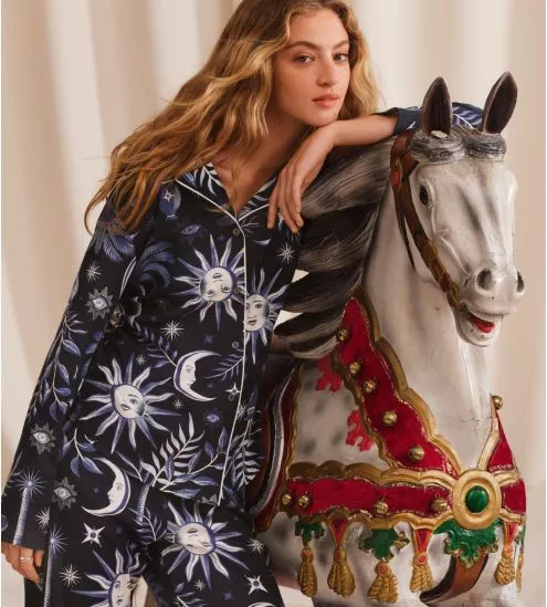 Pyjama imprimé céleste bleu Winter Dreams Dark Sapphire