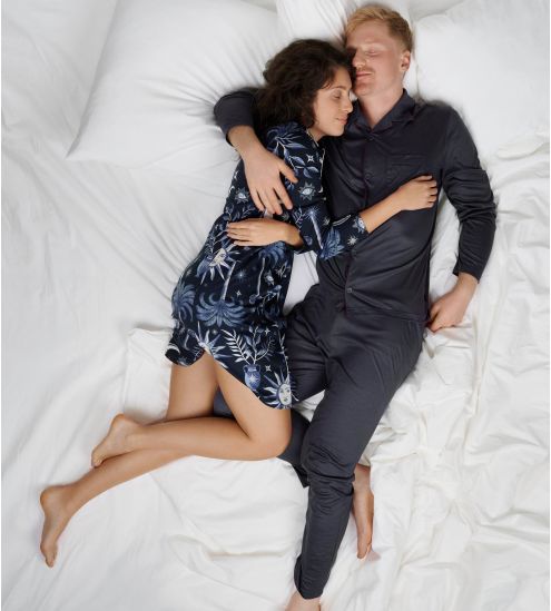 Chemise de nuit imprimé céleste bleu Winter Dreams Dark Sapphire 479 Dark Sapphire