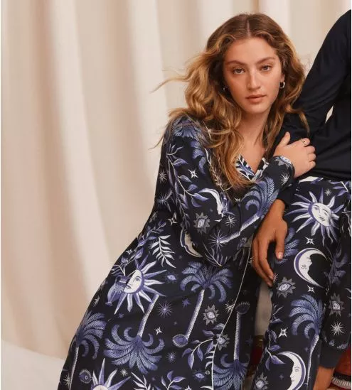 Chemise de nuit imprimé céleste bleu Winter Dreams Dark Sapphire 479 Dark Sapphire