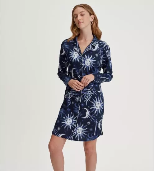 Chemise de nuit imprimé céleste bleu Winter Dreams Dark Sapphire 479 Dark Sapphire