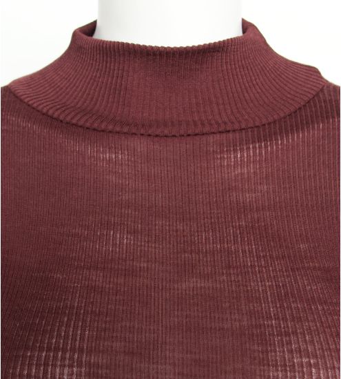 Pull fin col roulé marron Laine et Soie Cacao