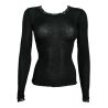 Top laine et soie manches longues NOIR