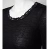 Top laine et soie manches longues NOIR