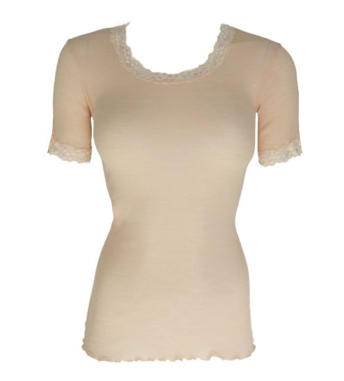 Chemise en laine & soie brodée quarzo