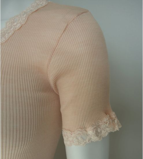 Chemise en laine & soie brodée quarzo