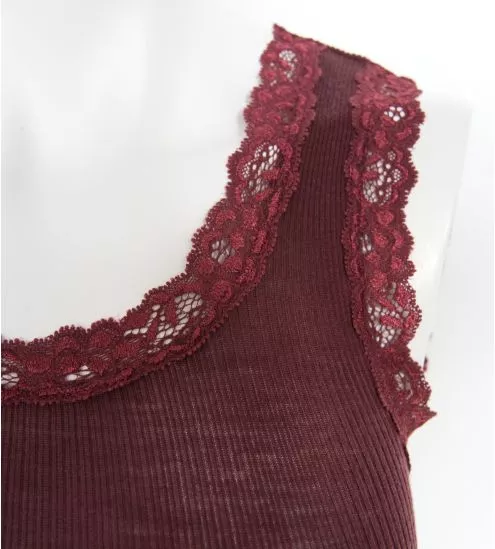 Top sans manches marron en laine et soie Cacao