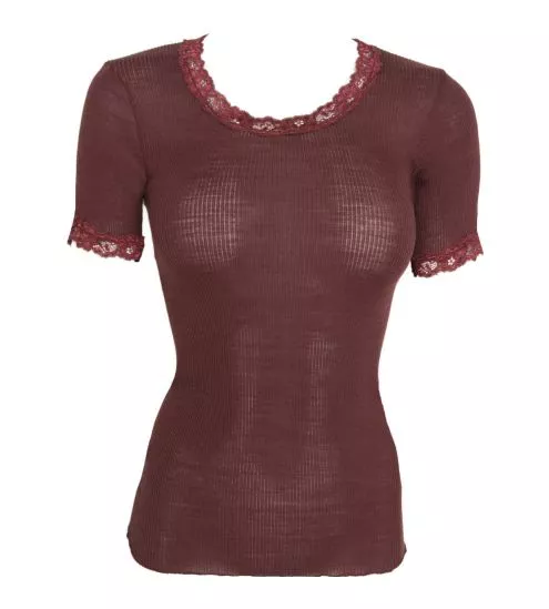 Short sleeve top brown wool...