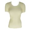 Top à manches courtes crème en laine et soie Seta